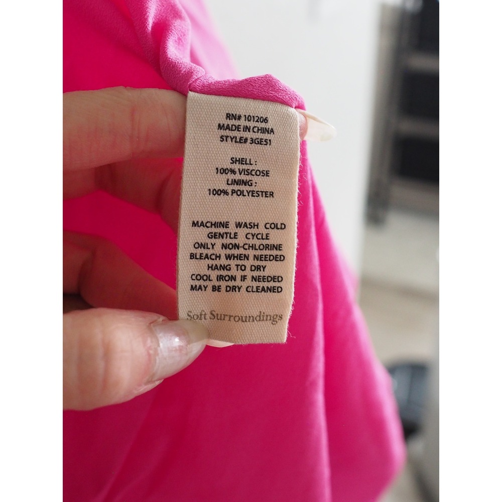 Soft Surroundings Watercolor Floral Pink Maxi Dress Boho PM Long Sleeve V-Neck - Picture 4 of 13